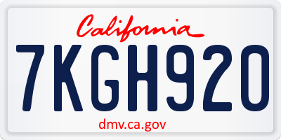 CA license plate 7KGH920