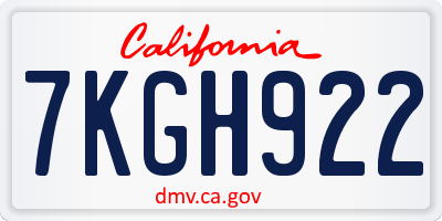 CA license plate 7KGH922