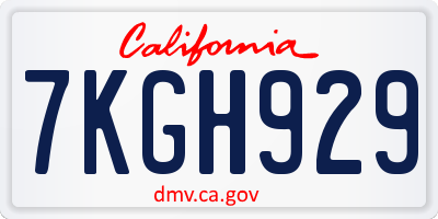 CA license plate 7KGH929
