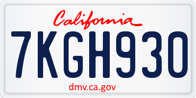 CA license plate 7KGH930