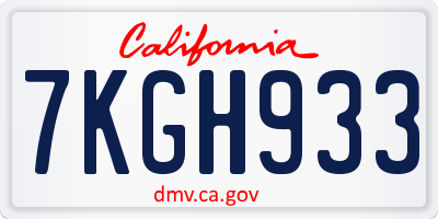 CA license plate 7KGH933