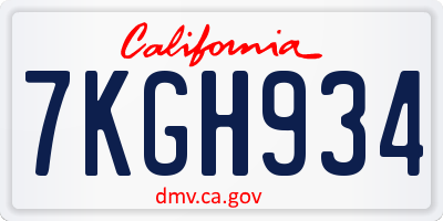 CA license plate 7KGH934