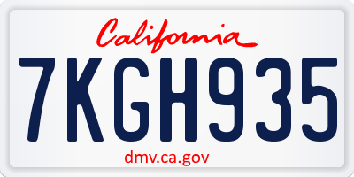 CA license plate 7KGH935