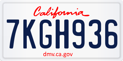 CA license plate 7KGH936