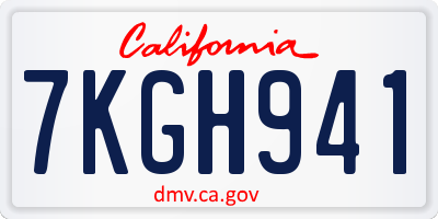 CA license plate 7KGH941