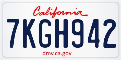 CA license plate 7KGH942
