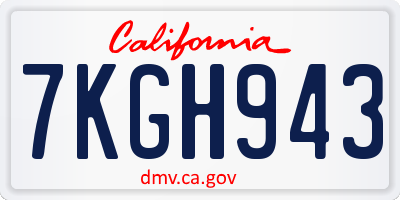CA license plate 7KGH943