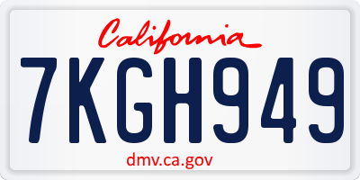CA license plate 7KGH949