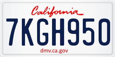CA license plate 7KGH950