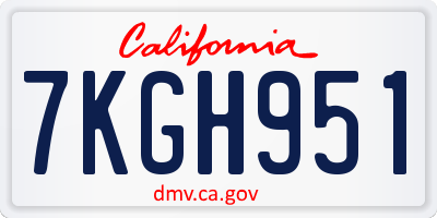 CA license plate 7KGH951