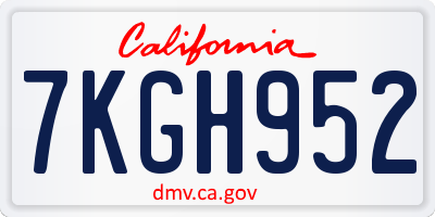 CA license plate 7KGH952