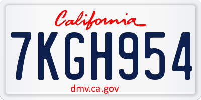 CA license plate 7KGH954