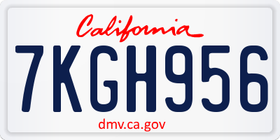 CA license plate 7KGH956