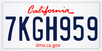 CA license plate 7KGH959