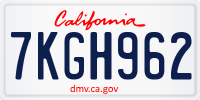 CA license plate 7KGH962