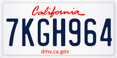 CA license plate 7KGH964