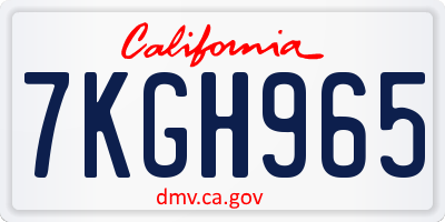 CA license plate 7KGH965