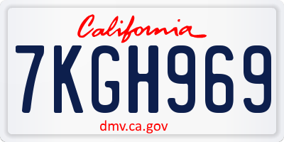 CA license plate 7KGH969