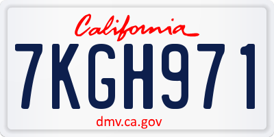 CA license plate 7KGH971