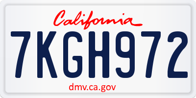 CA license plate 7KGH972