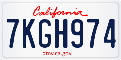 CA license plate 7KGH974