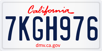 CA license plate 7KGH976