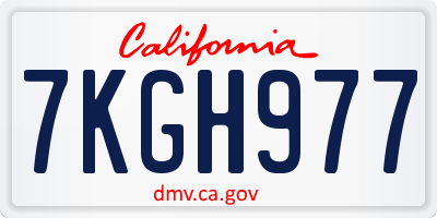 CA license plate 7KGH977