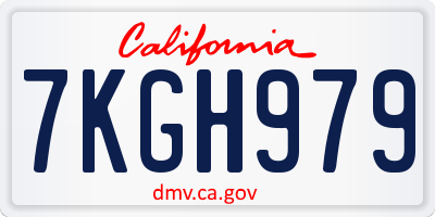 CA license plate 7KGH979