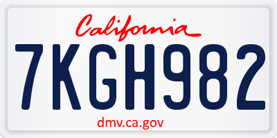 CA license plate 7KGH982