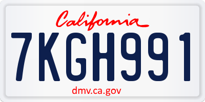 CA license plate 7KGH991