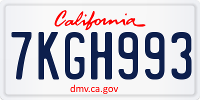 CA license plate 7KGH993