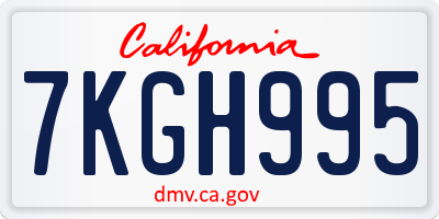 CA license plate 7KGH995
