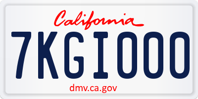 CA license plate 7KGI000