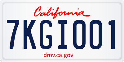 CA license plate 7KGI001