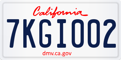 CA license plate 7KGI002