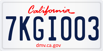CA license plate 7KGI003