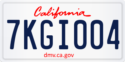 CA license plate 7KGI004