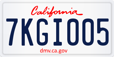 CA license plate 7KGI005