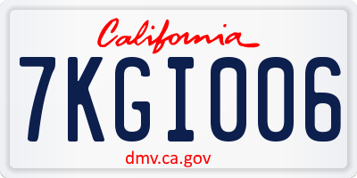 CA license plate 7KGI006