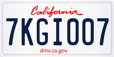 CA license plate 7KGI007