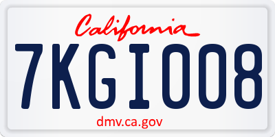 CA license plate 7KGI008