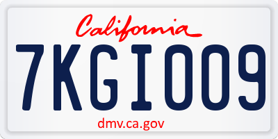 CA license plate 7KGI009