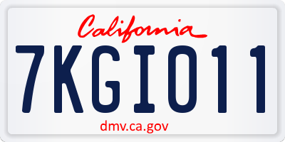 CA license plate 7KGI011