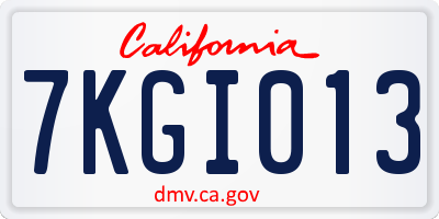 CA license plate 7KGI013