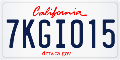 CA license plate 7KGI015