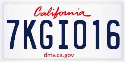 CA license plate 7KGI016