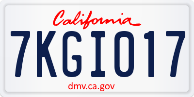 CA license plate 7KGI017