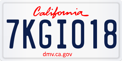 CA license plate 7KGI018