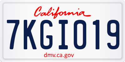 CA license plate 7KGI019