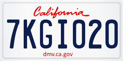 CA license plate 7KGI020